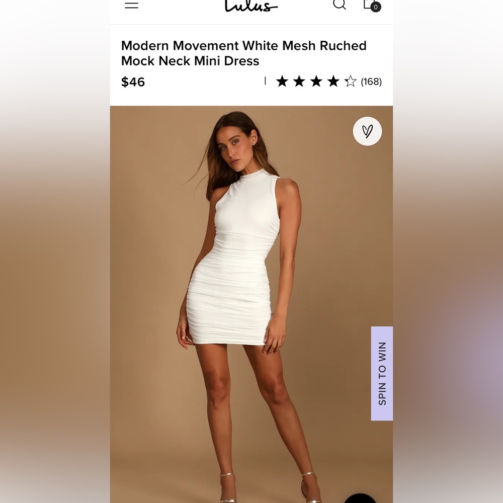 Lulus White Mesh Ruched Mock Neck Mini Dress